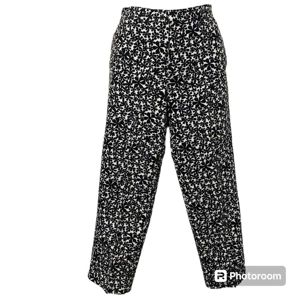 Dockers Recode Womens Size 4 Ankle Pants Button Zip Closure Black White Floral